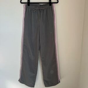 Fuda Womens Track Pants Gray Pink Side Stripe Straight Leg Lightweight Sz Medium
